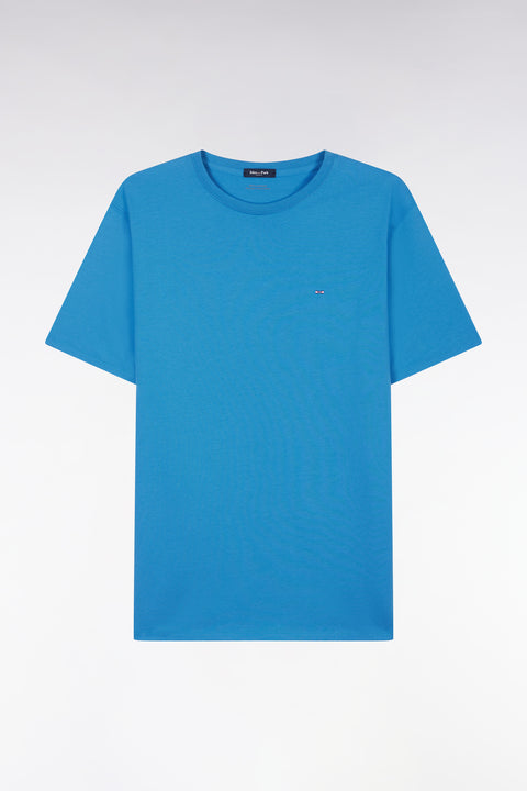 T-shirt en coton Pima bleu coupe droite - Image 2