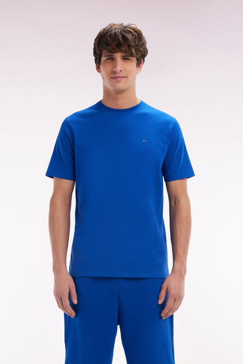 T-shirt en coton Pima marine coupe droite - Image 1