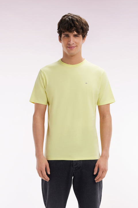 Straight-fit yellow Pima cotton T-shirt - Image 1