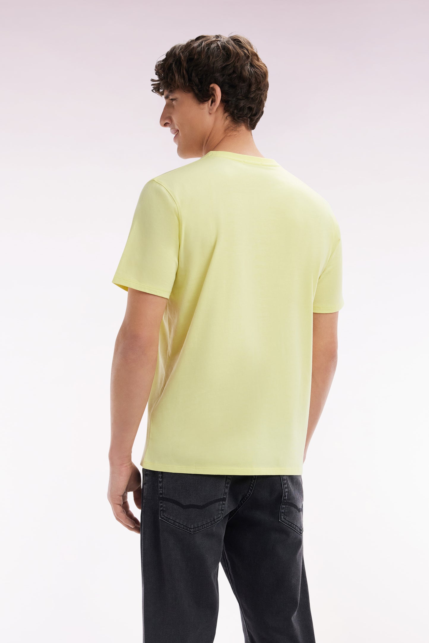 Straight-fit yellow Pima cotton T-shirt