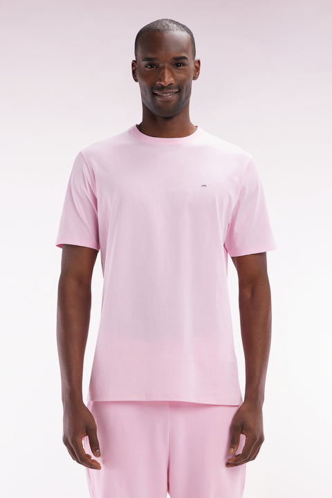 Straight-fit pink Pima cotton T-shirt - Image 1