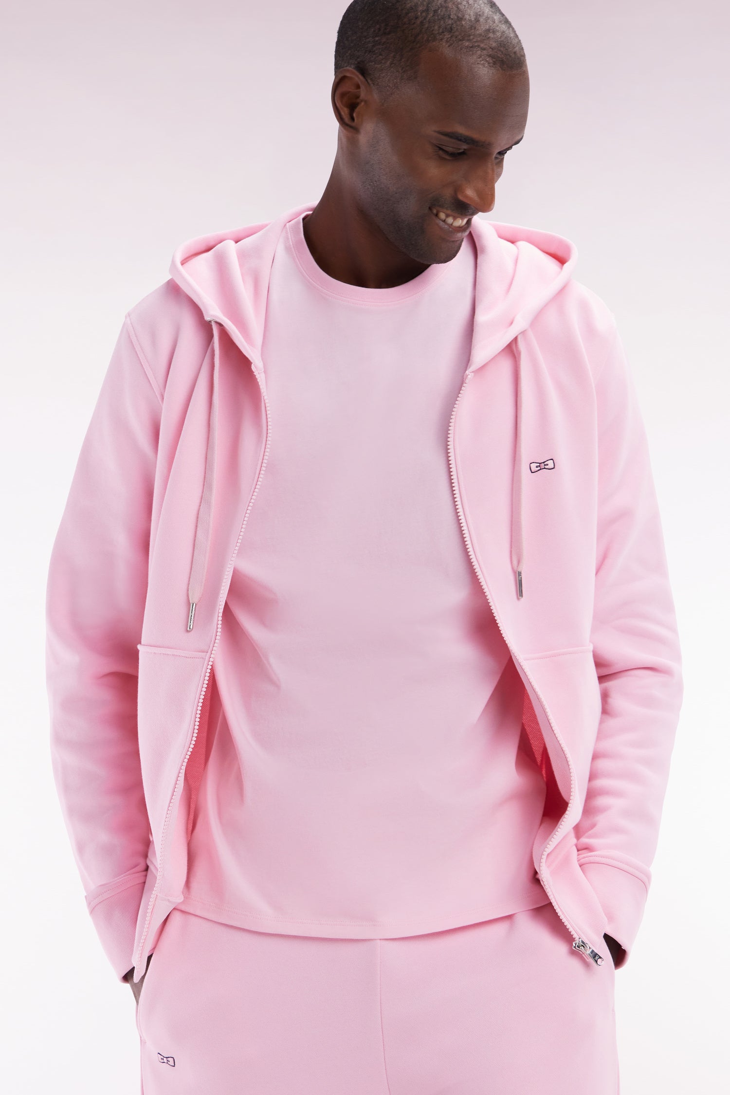 T-shirt en coton Pima rose coupe droite