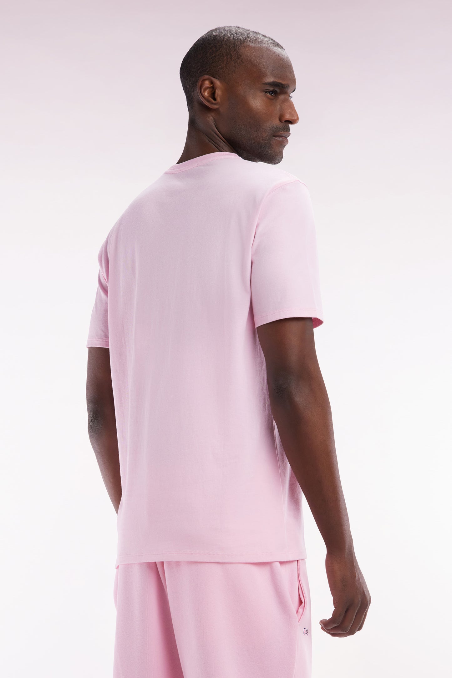 T-shirt en coton Pima rose coupe droite