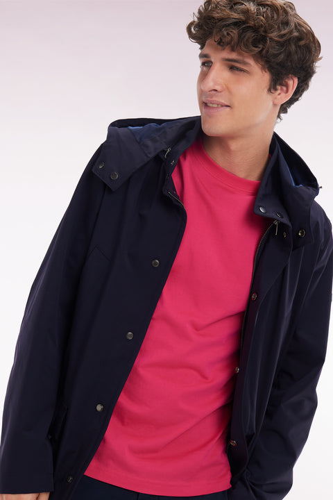 T-shirt en coton Pima fuchsia broderie dos coupe droite - Image 3