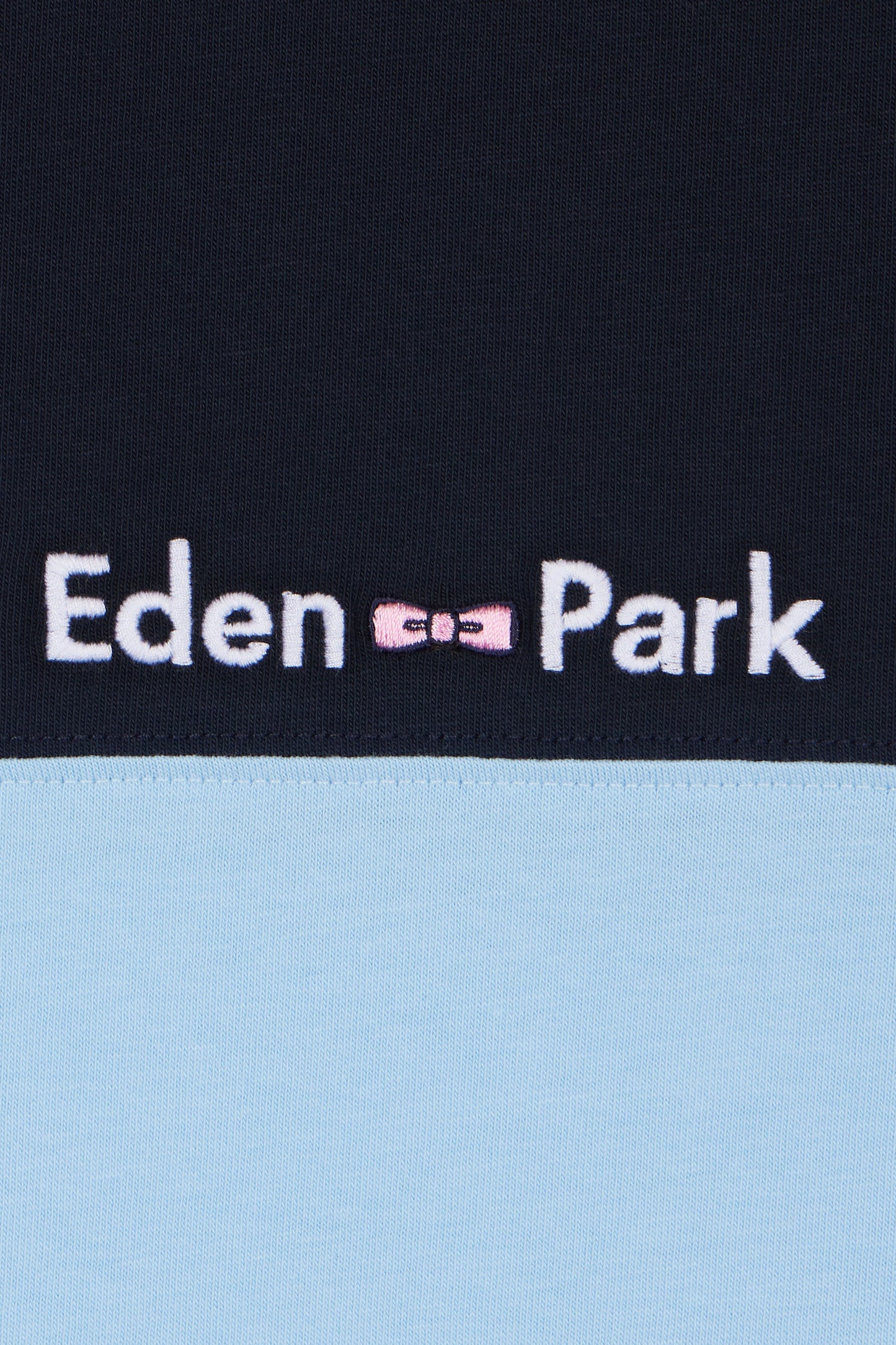 Straight-fit two-tone sky blue embroidered cotton T-shirt