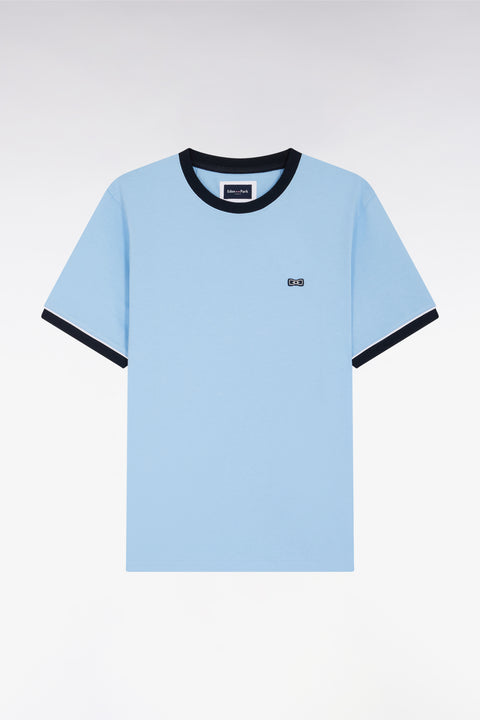T-shirt en coton ciel broderie et badge nœud papillon coupe droite - Image 1
