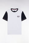 Straight-fit two-tone white cotton T-shirt with Eden Park French Flair embroidery