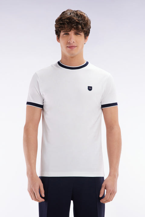 Slim-fit white stretch cotton T-shirt - Image 1