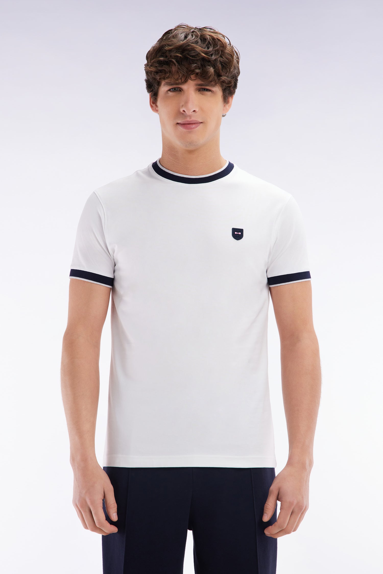 T-shirt en coton stretch blanc coupe ajustée