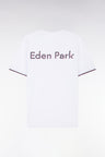 T-shirt en coton blanc à broderies bicolores coupe décontractée