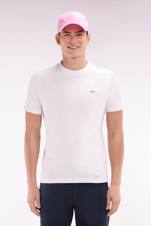 T-shirt en coton blanc broderie dos coupe droite - Image 1