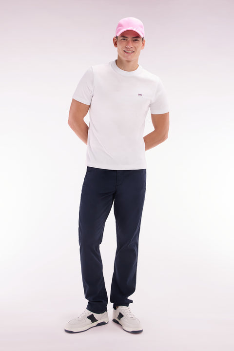 T-shirt en coton blanc broderie dos coupe droite - Image 3