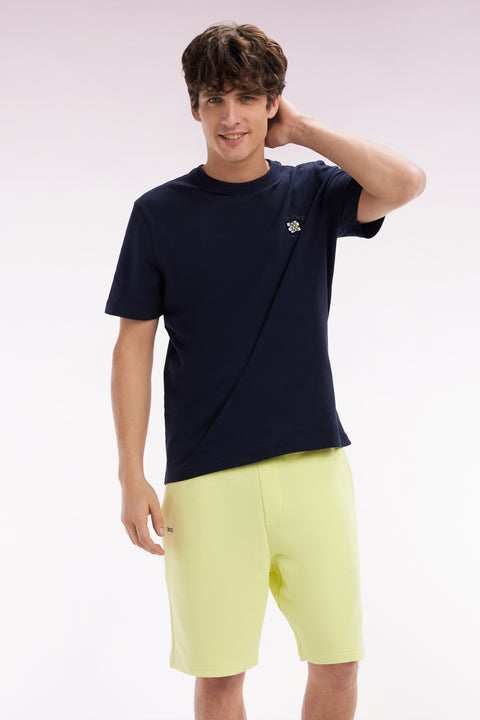 Navy cotton T-shirt with multicolored embroidery, relaxed fit - Image 3