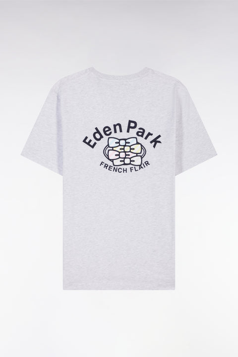 T-shirt en coton gris broderie multicolore coupe décontractée - Image 2