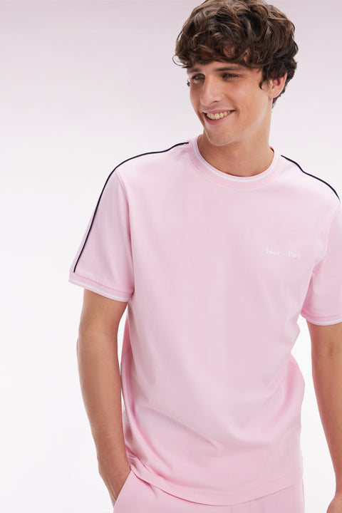 T-shirt en coton rose coupe décontractée - Image 3