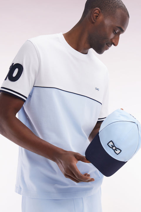 Two-tone T-shirt in casual-cut sky cotton - Image 3