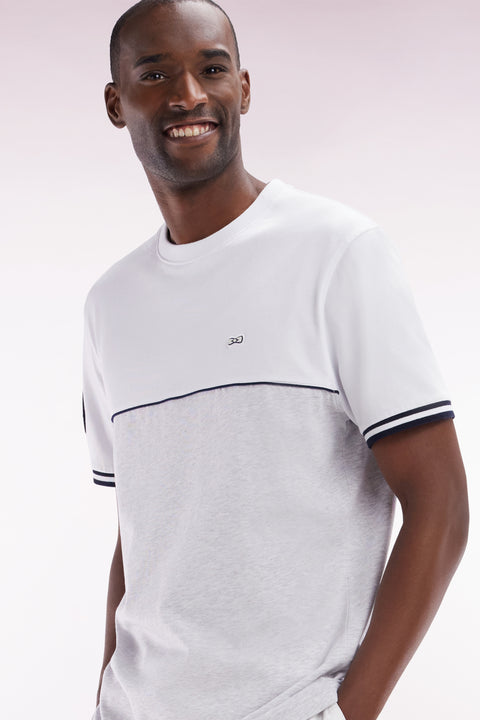 Two-tone T-shirt in grey cotton, relaxed fit - Image 3
