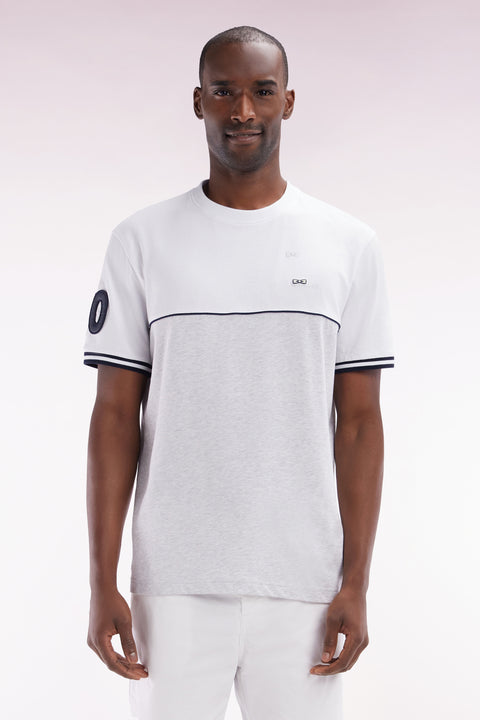 Two-tone T-shirt in grey cotton, relaxed fit - Image 1