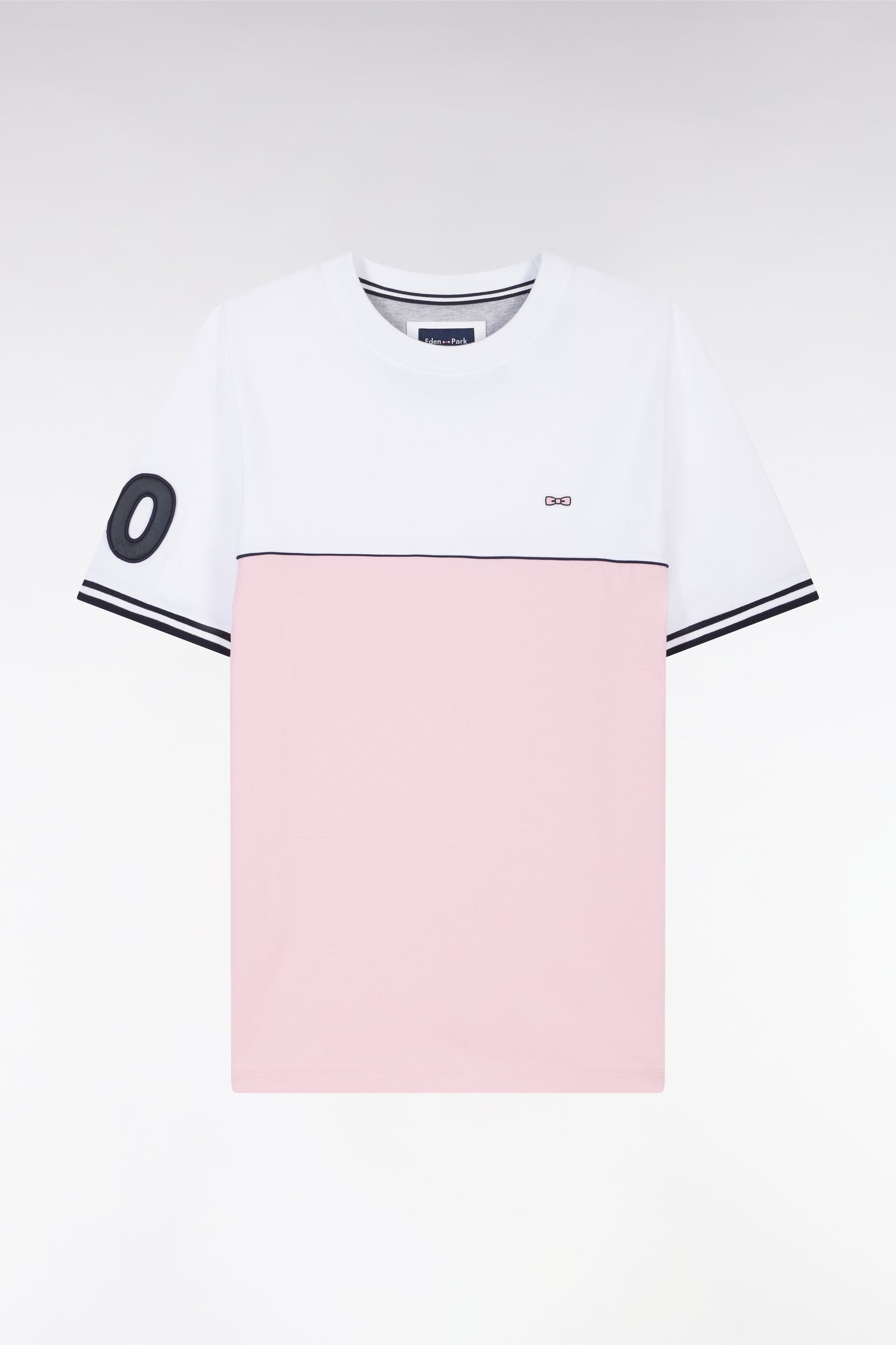 T-shirt bicolore en coton rose coupe décontractée