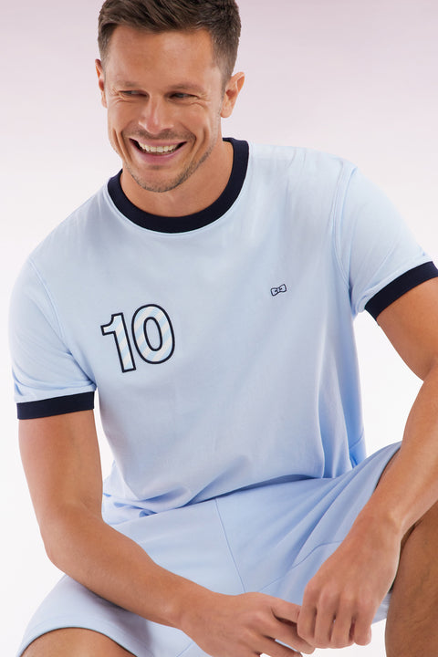 T-shirt en coton ciel broderie 10 coupe décontractée - Image 3