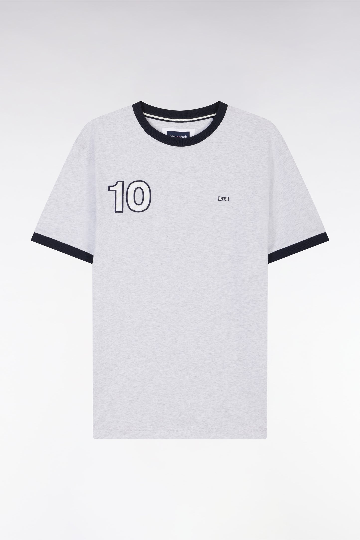 Grey cotton T-shirt, embroidery 10, relaxed fit