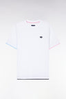 UNE white cotton t-shirt colored sleeves straight cut