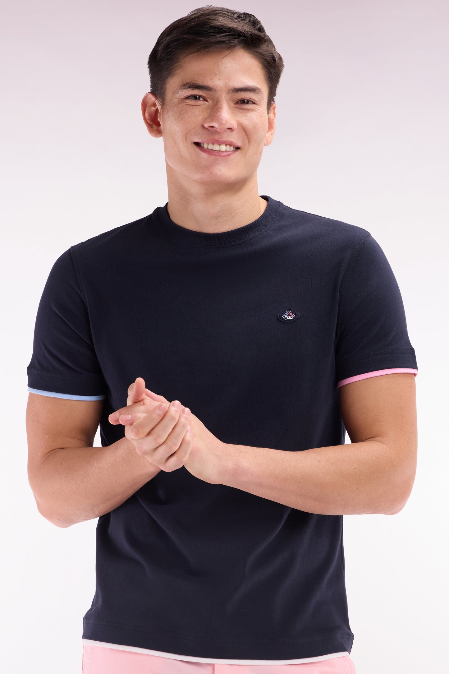 UNA T-shirt in navy colored sleeves straight cut