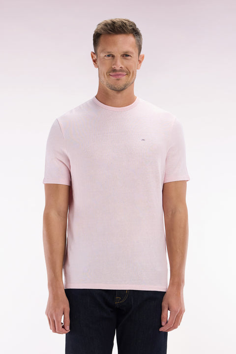 T-shirt uni en lin stretch rose coupe droite - Image 1