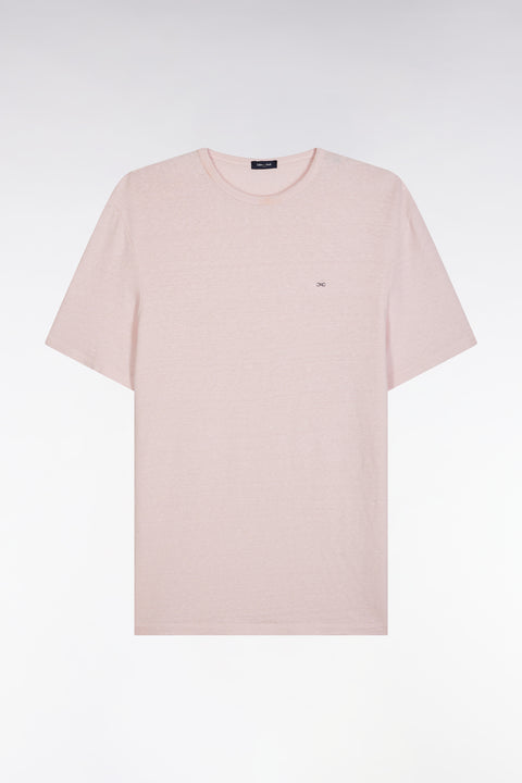 T-shirt uni en lin stretch rose coupe droite - Image 2