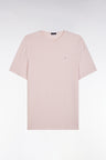T-shirt uni en lin stretch rose coupe droite