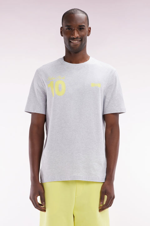 T-shirt 10 en coton gris et jaune coupe décontractée - Image 1