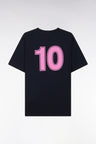 T-shirt 10 en coton marine et rose coupe décontractée