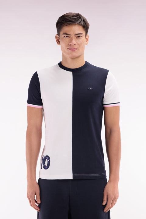 XV de France two-tone T-shirt in white cotton, straight cut - Image 1