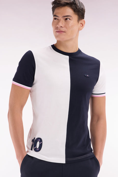 XV de France two-tone T-shirt in white cotton, straight cut - Image 3