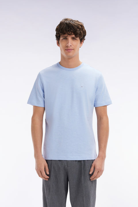 T-shirt en jersey de coton slub ciel coupe droite - Image 1