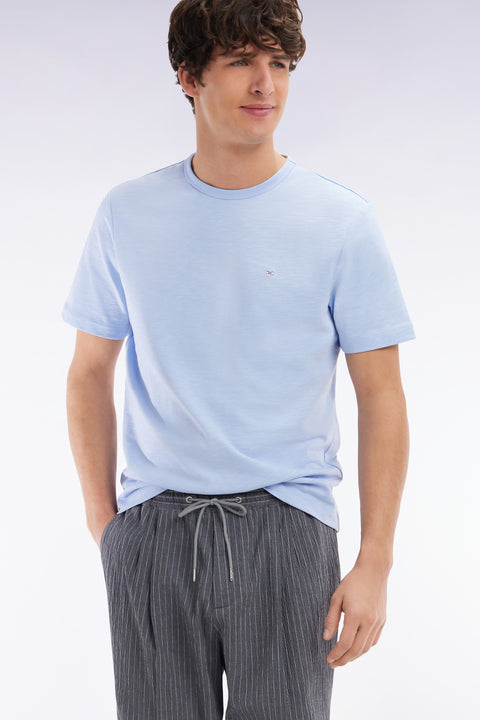 T-shirt en jersey de coton slub ciel coupe droite - Image 3