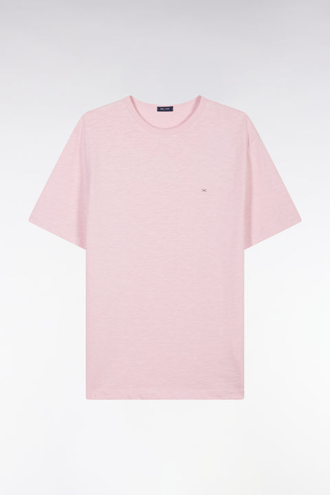 T-shirt en jersey de coton slub rose coupe droite - Image 2