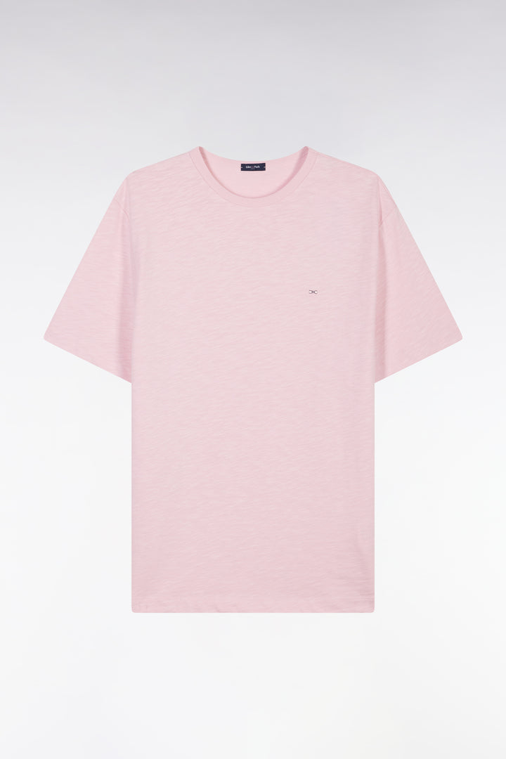 T-shirt en jersey de coton slub rose coupe droite