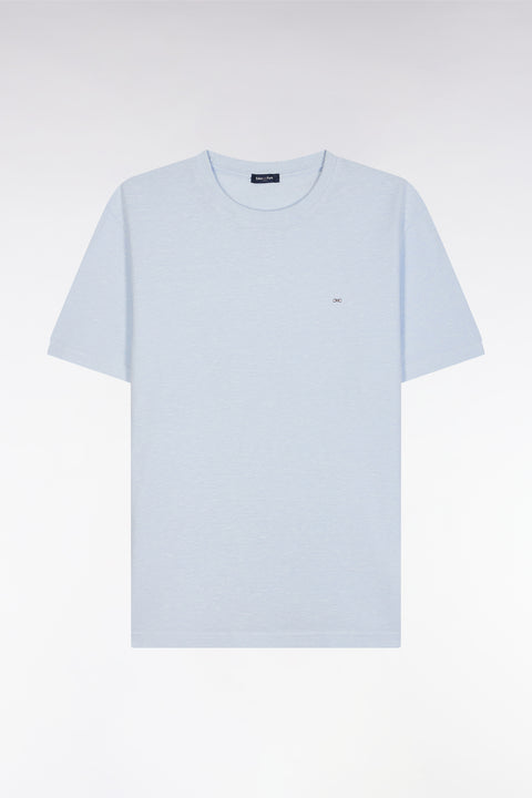 T-shirt en coton et lin bleu clair coupe droite - Image 2