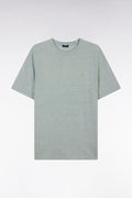 T-shirt en coton et lin gris moyen coupe droite