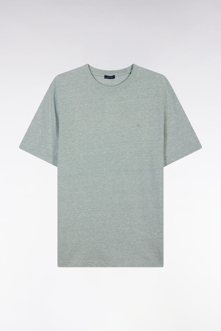 T-shirt en coton et lin gris moyen coupe droite