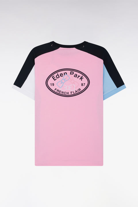 T-shirt à manches courtes en coton rose coupe droite - Image 1