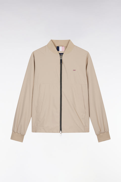 Blouson zippé en nylon Soft Touch à col Teddy beige - Image 2