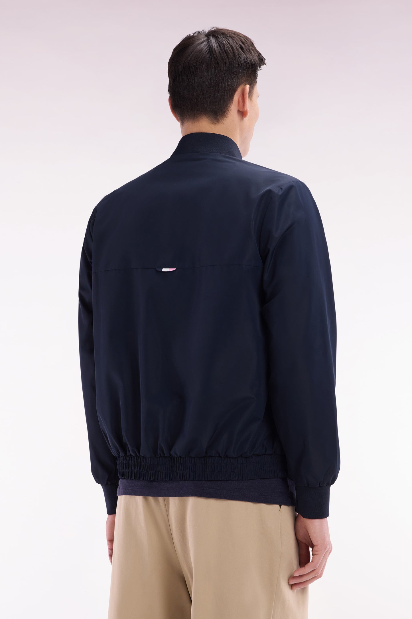Blouson zippé en polyamide Soft Touch à col Teddy marine