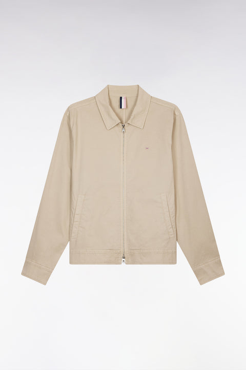 Blouson zippé en gabardine de coton stretch beige - Image 2