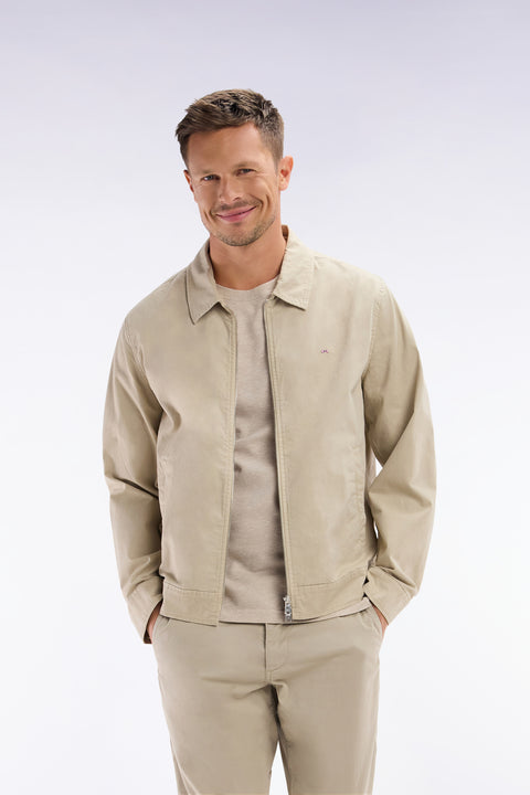 Blouson zippé en gabardine de coton stretch beige - Image 3