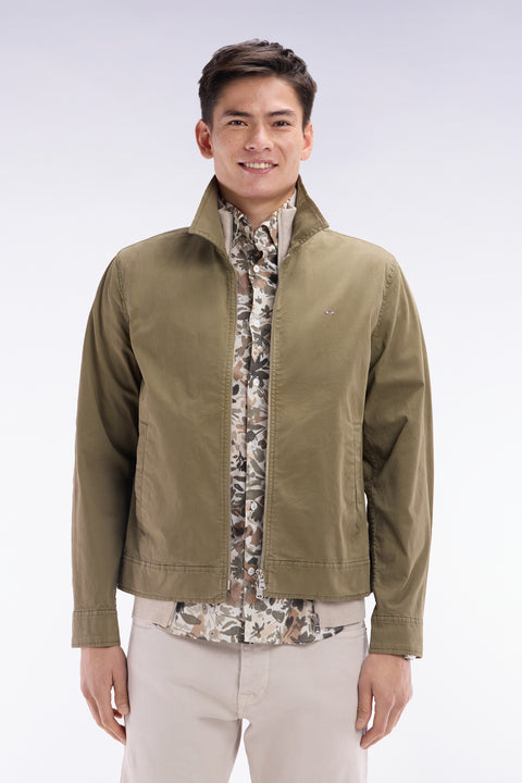 Blouson zippé en gabardine de coton stretch kaki - Image 1