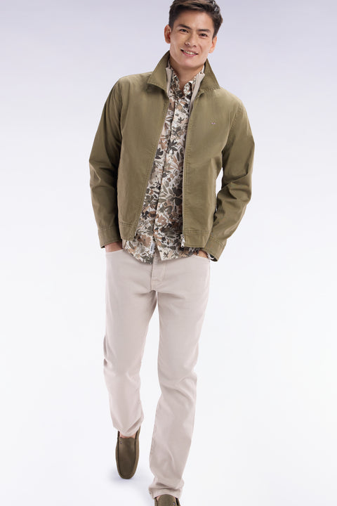 Blouson zippé en gabardine de coton stretch kaki - Image 3