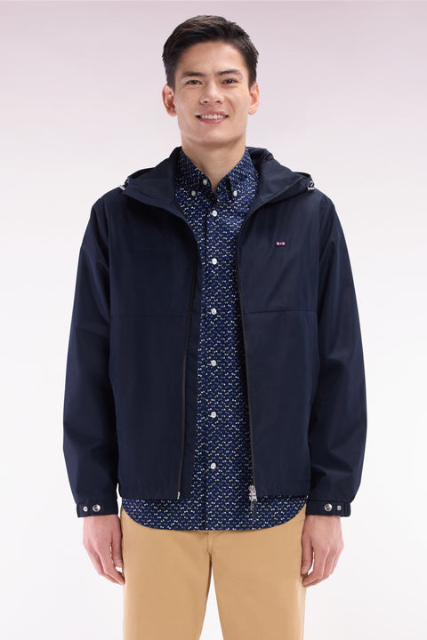 Blouson coupe-vent en nylon Soft Touch à capuche marine - Image 1
