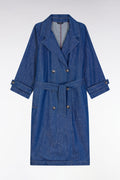 Trench-coat oversized en denim bleu